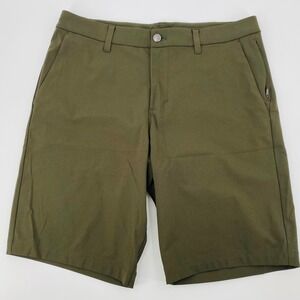 lululemon Mens 31 Olive Green Commission Short 11" Warpstreme Chino Shorts